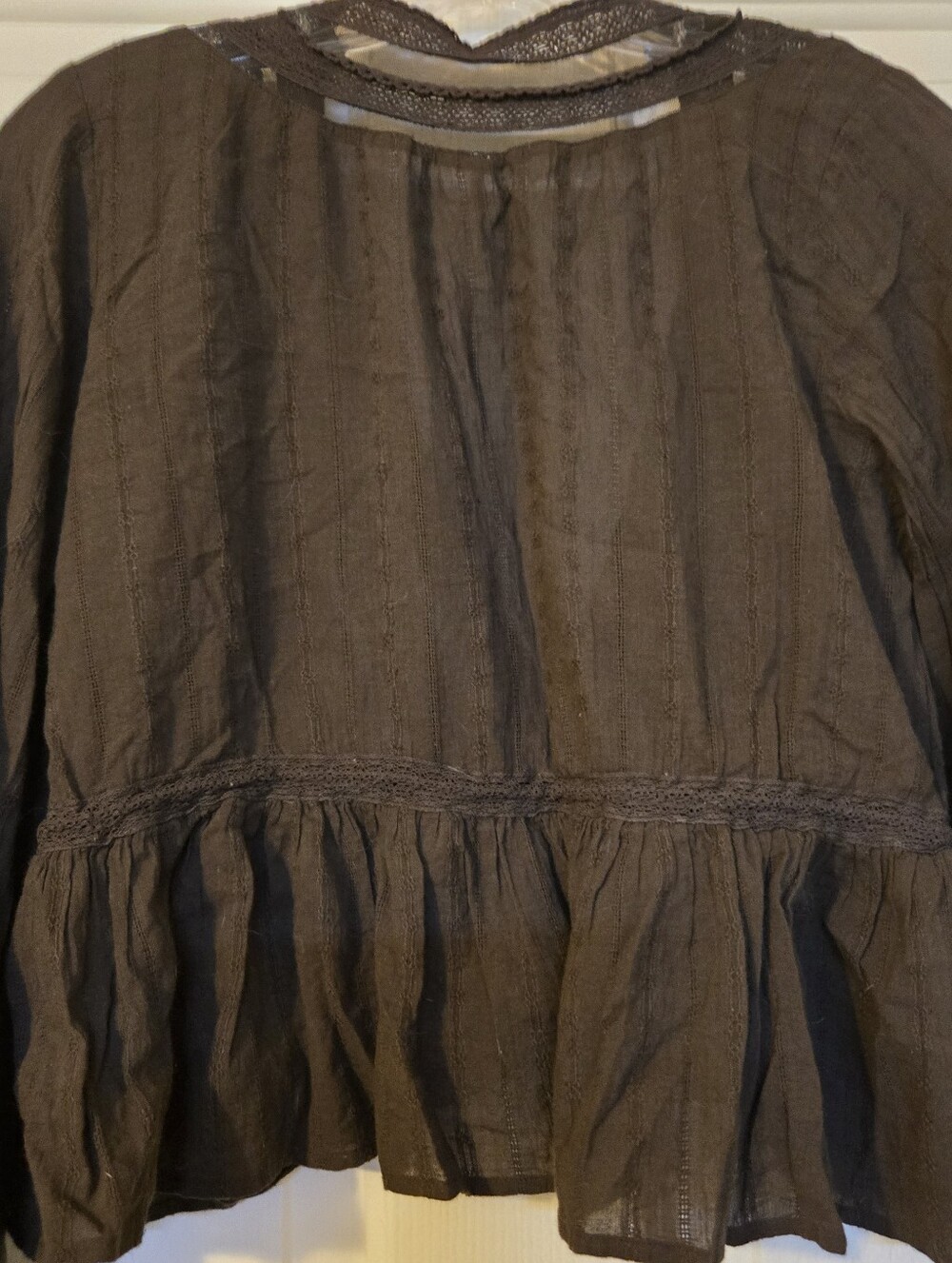 Free People Oberoi Lace-Trim Tie-Front Long Sleeve Blouse - Picture 6 of 6